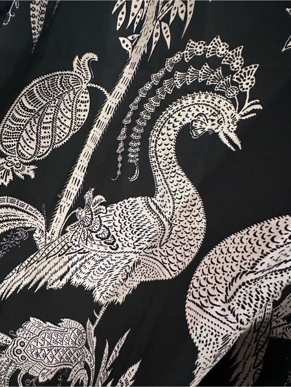 H&M Black Blouse with White Bird Print